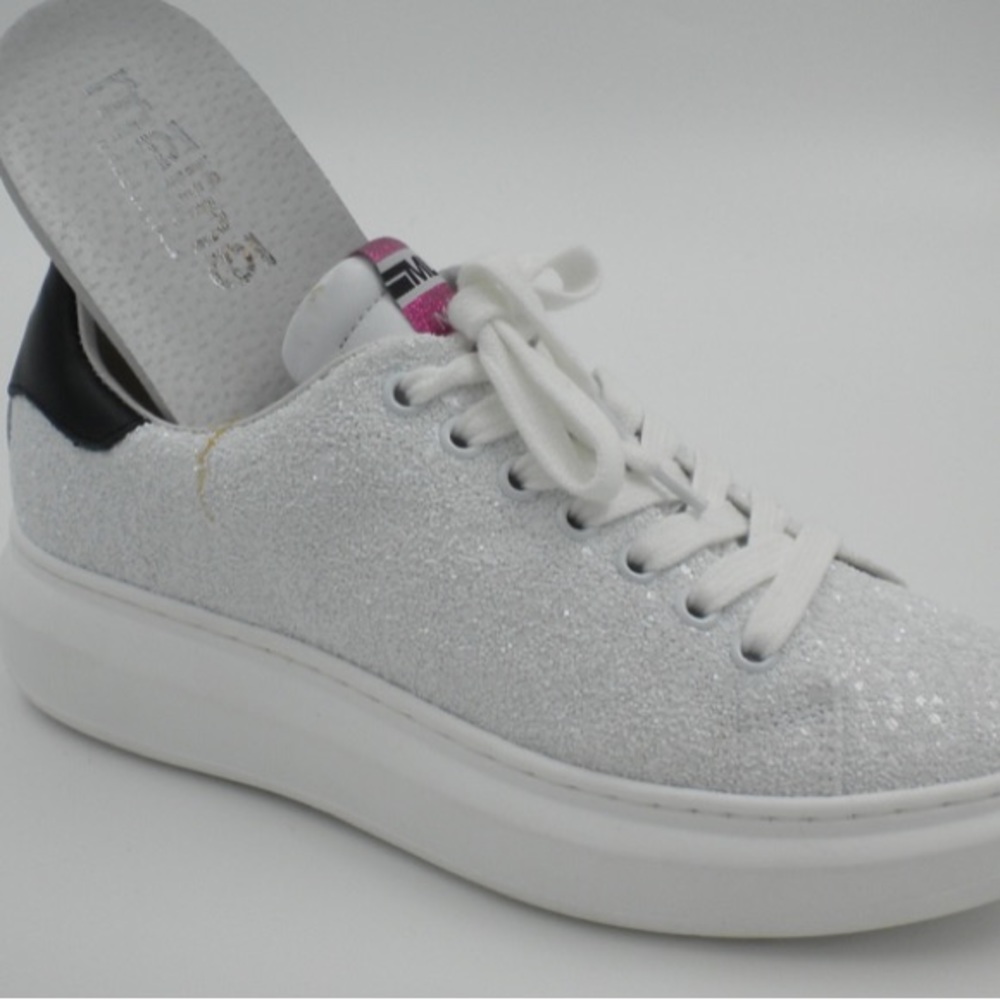 MELINE made in Italy white glitter runners size 36 (US 6)